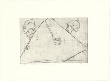 Driehoekige vorm met schedels