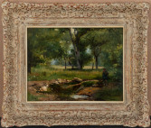 Bosgezicht met vijver