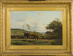 Landschap met koeien en meisje