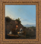 Pastoraal landschap met herders en vee