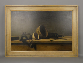 Nature morte à la bouteille et aux deux bols