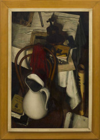 Stilleven met rode lap