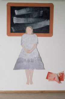 Portret met schoolbord