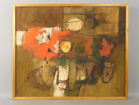 Compositie met rode vlek