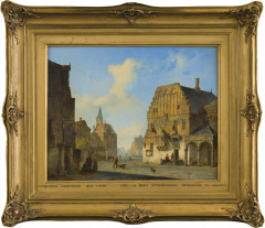 Fantasiegezicht met het stadhuis van Arnhem