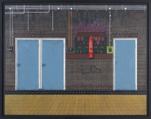 Muur met wandschildering, Huis van Bewaring II, Amsterdam