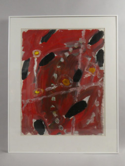 Compositie met rood en zwarte strepen