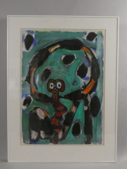 Compositie met groen en figuratief figuur