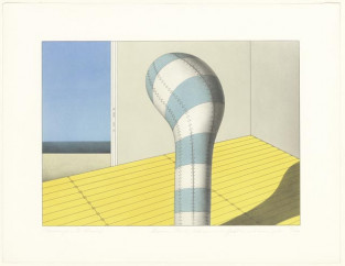 Blauwwit objekt in interieur