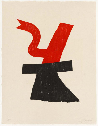 Zonder titel (zwarte tafel met rode kan)