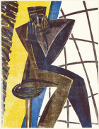 Man, gezeten op kruk