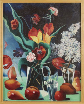 Stilleven met bloemen en vruchten