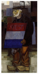 Man met sandwichbord