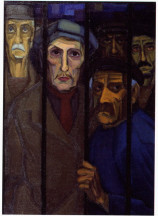 Werklozen (Werkstakers, Arbeiders achter traliehek)